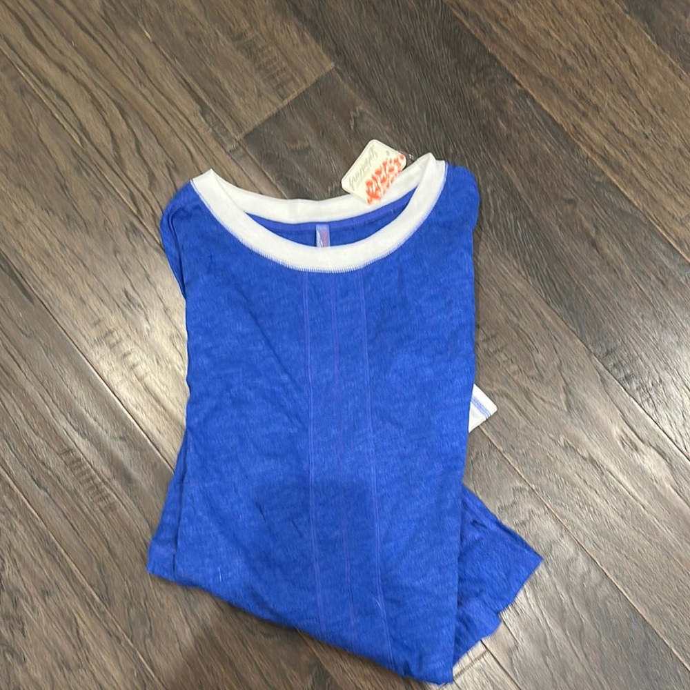 NWT FP Movement by Free People Blue Top with White Accent